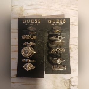 NWT Lot 2 Packs Of 10 Guess Women's Silver Rings Size 7 & 8